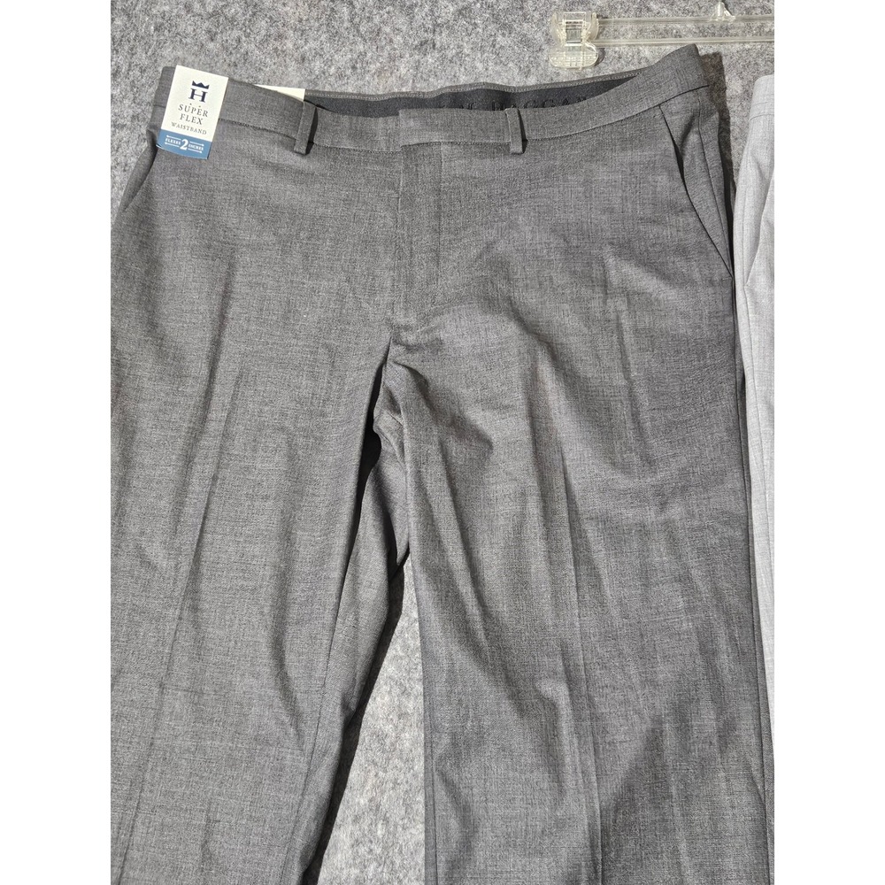 Haggar Premium Dress Pants Mens 38x32 Gray Straight Fit Lot Of 2 - Picture 3 of 10